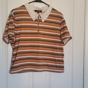 70s Style Collared Stripe Tshirt